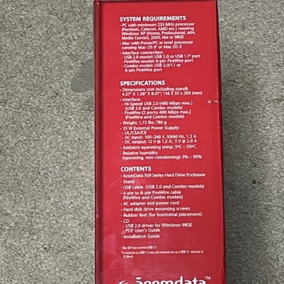 NEW Acomdata 3.5" Hard Drive Enclosure 509 - Picture 4 of 9